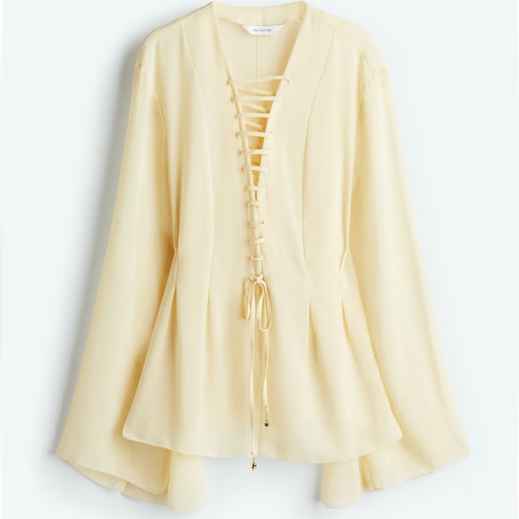 NEW H&M Edition Lacing Detail chiffon Blouse small - Picture 1 of 3
